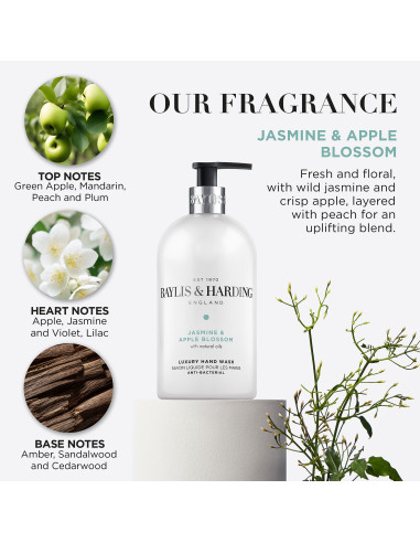 Baylis & Harding Antibakteriální Tekuté mýdlo na ruce - Jasmín a jabloňový květ, 500ml