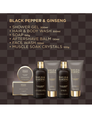 Black Pepper & Ginseng - sada tělové péče, 6 ks