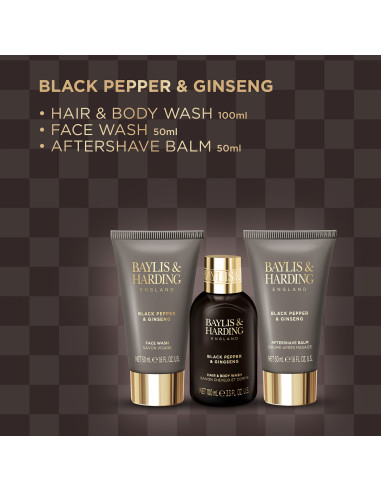 Black Pepper & Ginseng - sada s péčí o tělo a pleť, 3 ks