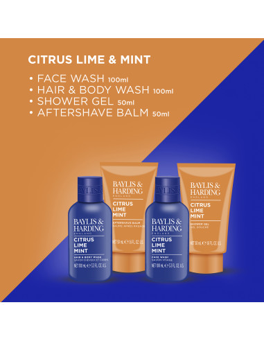 Citrus, Lime & Mint - sada s péčí o tělo, vlasy a pleť, 4 ks