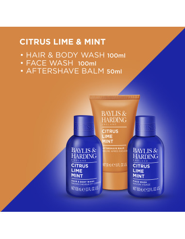Citrus, Lime & Mint - sada s péčí o tělo, vlasy a pleť, 3 ks