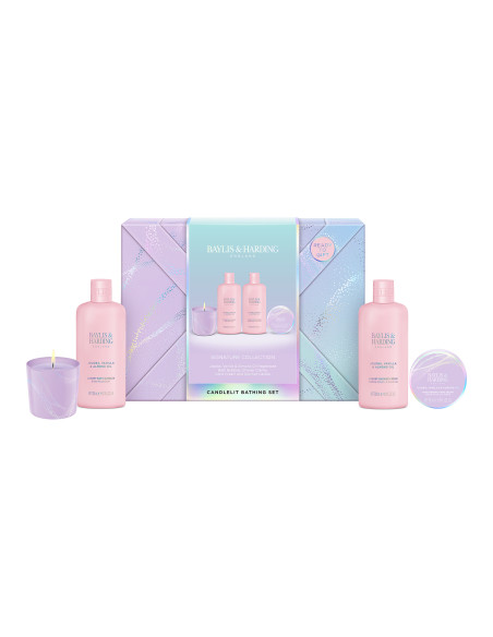 Jojoba, Vanilla & Almond oil - sada s péčí o tělo a svíčkou, 4 ks