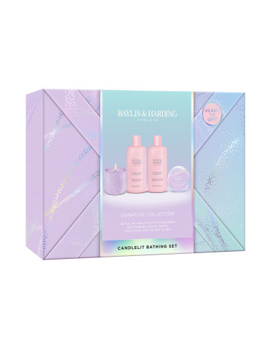 Jojoba, Vanilla & Almond oil - sada s péčí o tělo a svíčkou, 4 ks