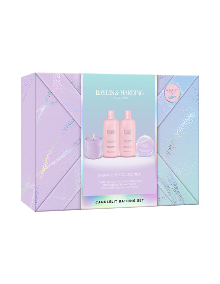 Jojoba, Vanilla & Almond oil - sada s péčí o tělo a svíčkou, 4 ks