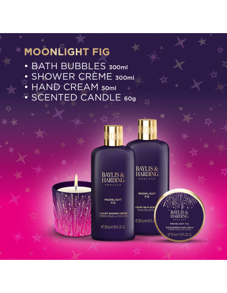 Moonlight Fig - sada s péčí o tělo a svíčkou, 4 ks