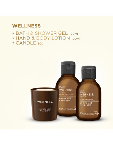 Wellness - sada tělové péče a svíčky, 3 ks