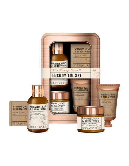 Bergamot, Hemp & Sandalwood - sada péče o tělo, vlasy a pleť, 4 ks