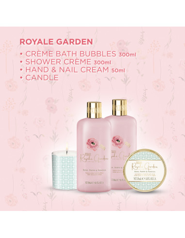Royale Garden - sada s péčí o tělo a svíčkou, 4 ks