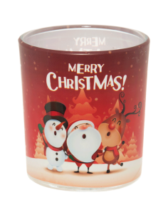 Svíce vonná sklo s folií Merry Christmas (sn72s-09)