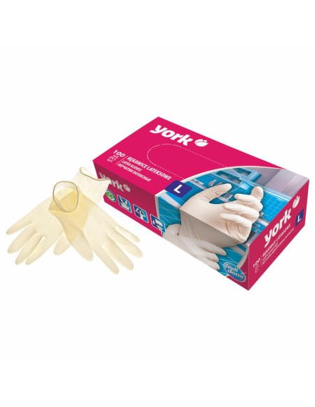 YORK latexové rukavice L 100 ks