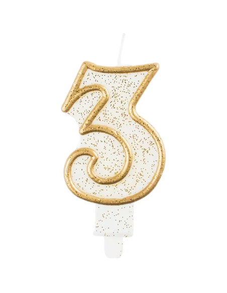 Svíčka narozeninová číslice zlatá - 3