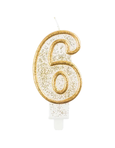 Svíčka narozeninová číslice zlatá - 6