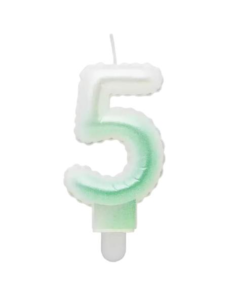 Svíčka narozeninová číslice zelená ombre - 5