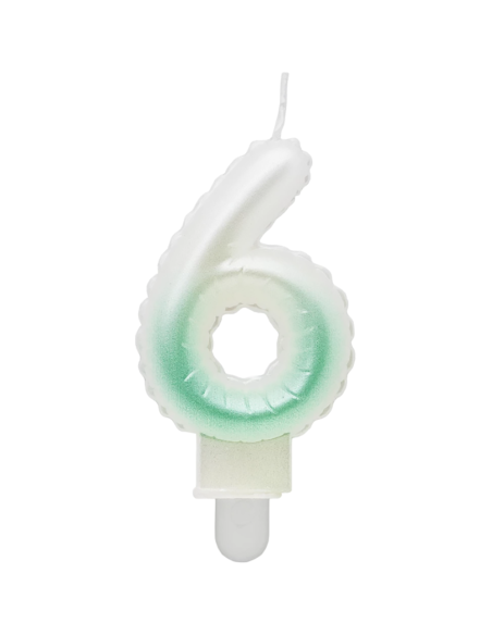 Svíčka narozeninová číslice zelená ombre - 6