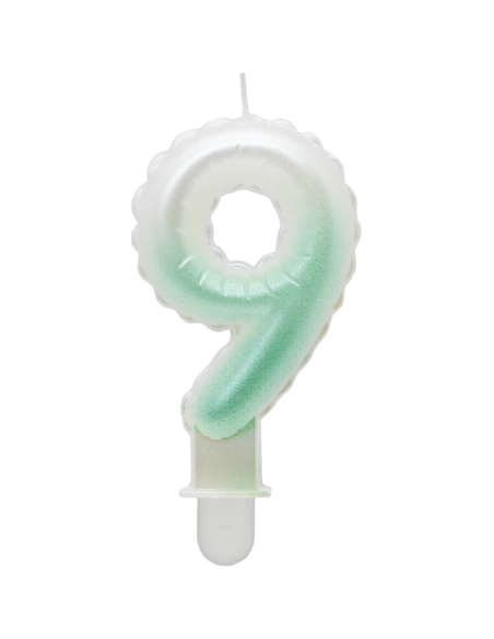 Svíčka narozeninová číslice zelená ombre - 9