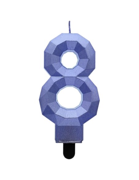 Svíčka narozeninová číslice diamond metalická modrá - 8