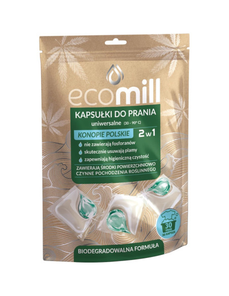 ECO Mill DUO 2v1 kapsle na praní s konopím 30 ks