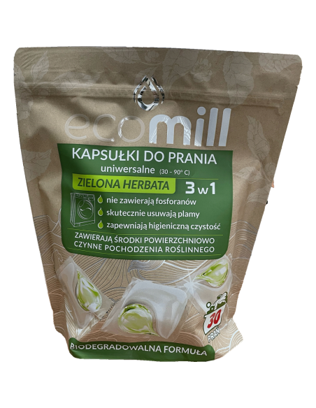 ECO Mill DUO 3v1 kapsle na praní se zeleným čajem 30 ks