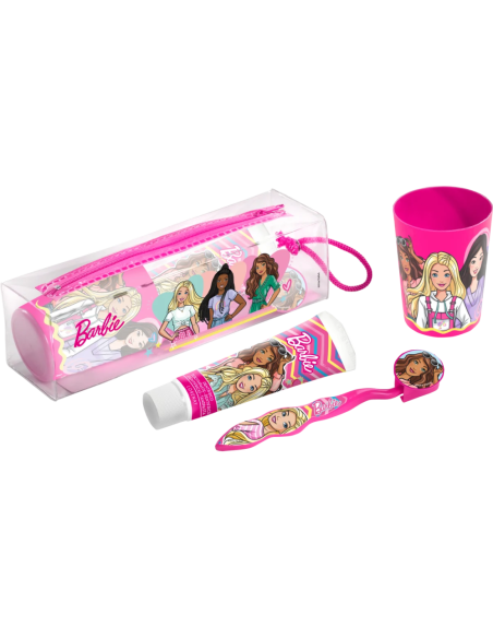 Barbie set zubní kartáček + kelímek + pasta