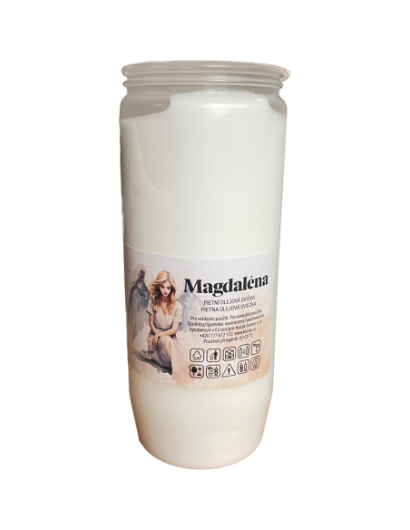 Magdaléna olejová svíce 180 g bílá, v 14 cm - 2,5 dne