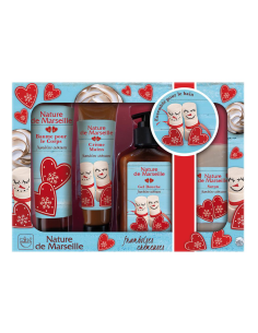 Nature de Marseille set Malinový krém (mléko+krém na ruce+sprchový gel+mýdlo)