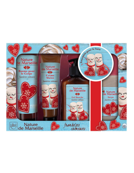 Nature de Marseille set Malinový krém (mléko+krém na ruce+sprchový gel+mýdlo)