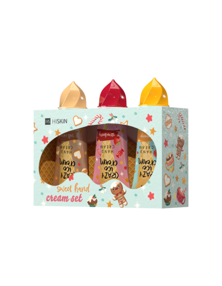 HISKIN set krémů na ruce Ice cream (mango, jahoda, karamel)