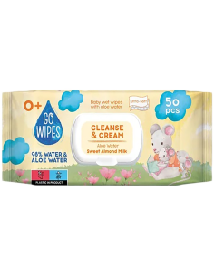 GOWIPES ubrousky vlhčené s klipem, aloe a mandlovým mlékem 50 ks