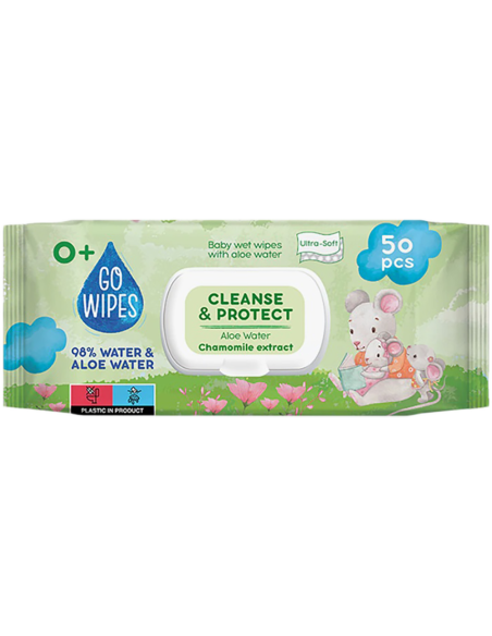 GOWIPES ubrousky vlhčené s klipem, aloe a heřmánkem 50 ks