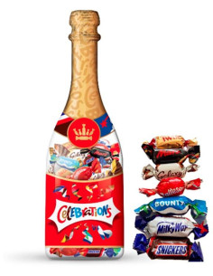 173 - Dárková láhev - MINIS-Snickers,Mars,Twix....296g