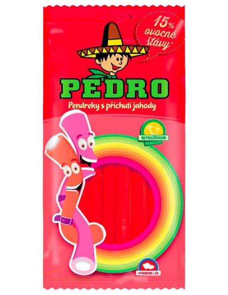 102 - AKCE -15% (16,90 sáček) PEDRO Jahoda pendreky 80g/20ks